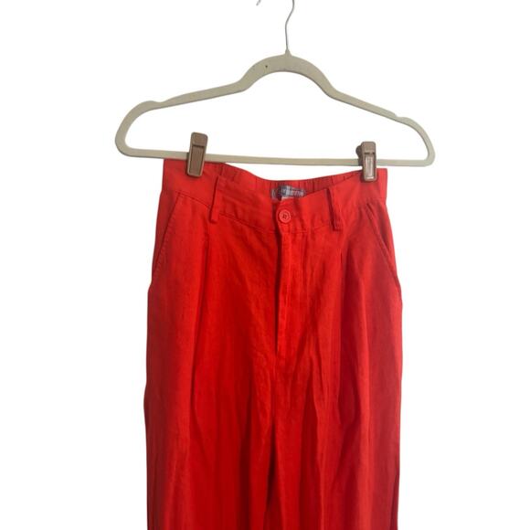 Urban Outfitters Women Small Hi-Rise Linen Rayon Wide Leg Pants Pleated #5605 - Picture 2 of 14